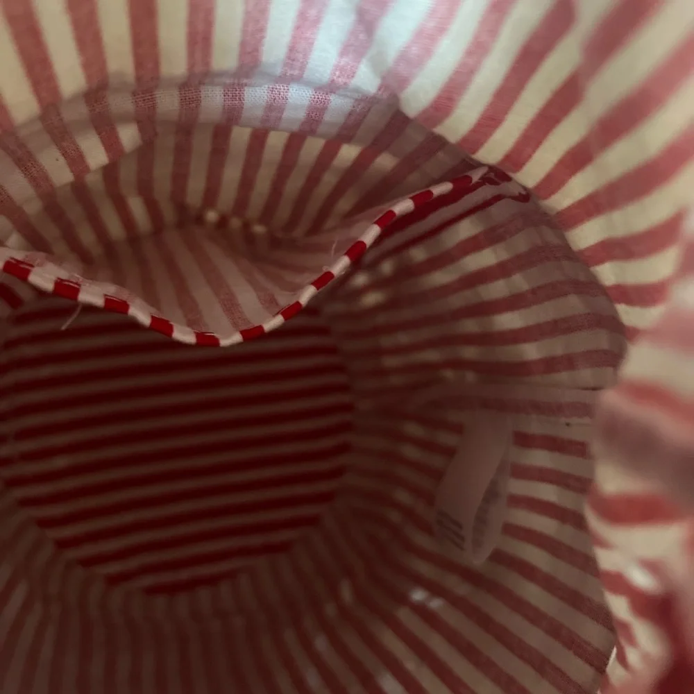 Anthropologie Woven Basket Mini Bag NWOT Rattan, Cotton lining Red/White cross - Picture 13 of 16